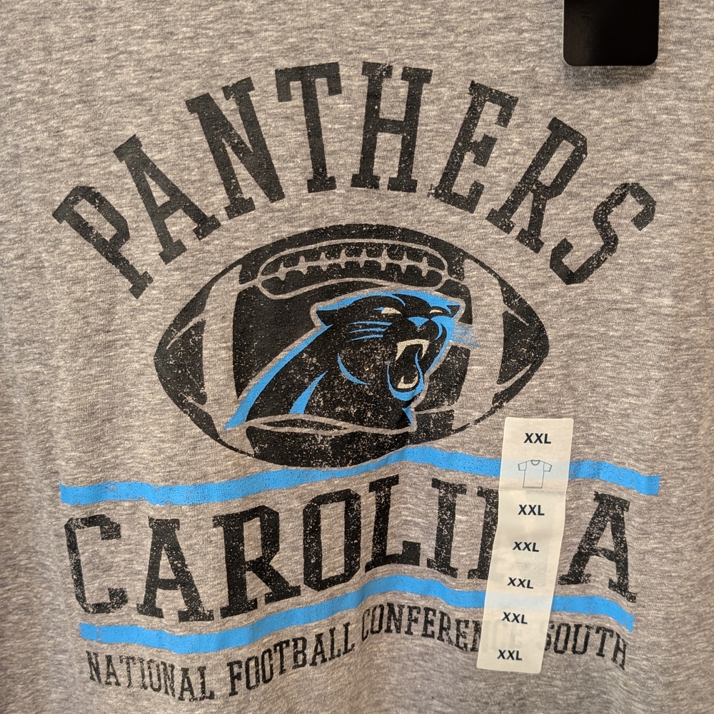 Carolina Panthers NFL Heather Gray Logo Soft T-Shirt Men's Size XXL - Picture 2 of 9